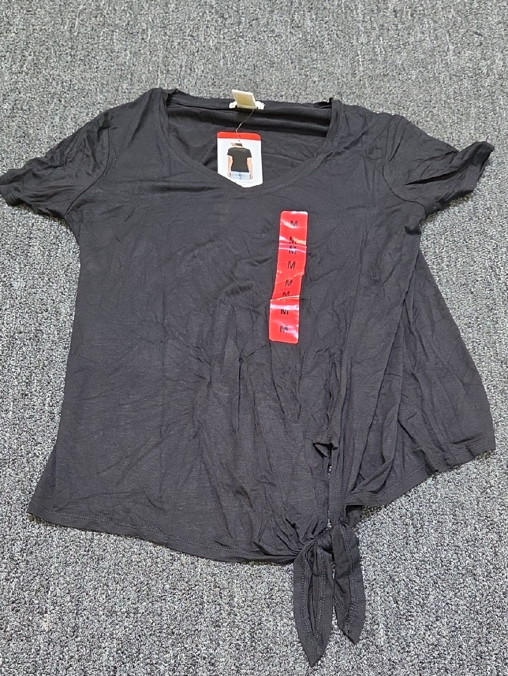 (#1) Matty M Black Short Sleeve Tie-Front Tee